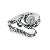 Sterling Silver Octopus Tentacle Ring with Moonstone, from Thailand