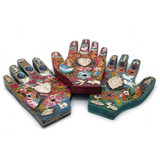 Painted Milagro Wood Hand from San Miguel de Allende, Mexico - Light Blue