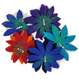 Large Handmade Felt Flower Brooch - White and Blue, Fair Trade from Nepal