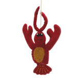 Handmade Felt Red Lobster Finger Puppet/Ornament, Fair Trade from Nepal