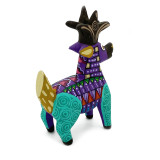 Hand Carved and Hand Painted Purple & Turquoise Chubby Alebrije Reindeer - from Oaxaca, Mexico