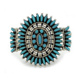 Needlepoint Turquoise and Sterling Cuff Bracelet, by Navajo Artists Nathaniel & Rosemary Nez Navajo