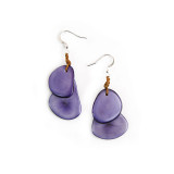 Tagua Nut Classic Overlapping Ovals Earrings - Deep Violet, Handmade Fair Trade from Ecuador