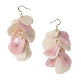 Tagua Nut Long Cascade Earrings - Ivory and Soft Pink, Handmade Fair Trade from Ecuador 