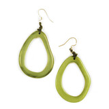 Tagua Nut Organic Shape Hoop Earrings - Lime Green, Handmade Fair Trade from Ecuador