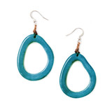 Tagua Nut Organic Shape Hoop Earrings - Turquoise BlueDeep Red, Handmade Fair Trade from Ecuador