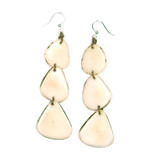 Three Oval Drop Tagua Nut Earrings - Ivory, Fair Trade Handmade in Ecuador