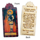 San Florian Pocket Size Retablo - Patron of Firefighters, Chimney Sweeps, Brewers, Soap Boilers, Poland and Austria; Invoked against Drowning, Fire and Floods, by artist Lynn Garlick