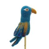 Felt Blue Parrot Finger Puppet, Handmade Needle Felted and Fair Trade from Nepal