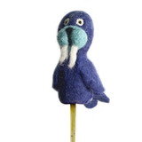 Felt Walrus with Tusks Finger Puppet, Handmade Needle Felted and Fair Trade from Nepal