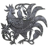 PRE-ORDER Rooster with 3D Wing, Handmade Oil Drum Art from Haiti