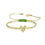 Delicate Beaded Heart Adjustable Bracelet - Green, Handmade Fair Trade from Colombia