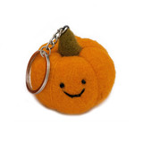 Smiling Happy Felt Pumpkin Keychain / Ornament - Light Orange, Handmade Fair Trade Needle Felted from Nepal 