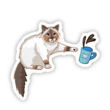 Cat Knocking Over Coffee Matte Sticker