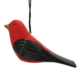 Handmade Scarlet Tanager Balsa Wood Ornament, Fair Trade Handmade from Nicaragua