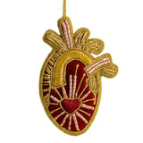 Detailed Hand Beaded & Embrodiered Human Heart Ornament, Handmade Fair Trade from India Detailed Hand Beaded & Embrodiered Human Heart Ornament, Handmade Fair Trade from India