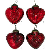 Red Glass Heart Ornament - A, Handmade Fair Trade from India Red Glass Heart Ornament - A, Handmade Fair Trade from India