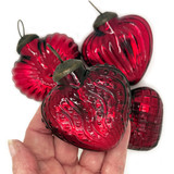Red Glass Heart Ornament - D, Handmade Fair Trade from India Red Glass Heart Ornament - D, Handmade Fair Trade from India