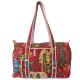 Large Lightweight Quilted Fabric Duffel Bag -  Red Frida Kahlo Print, from Jaipur, India