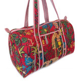 Large Lightweight Quited Fabric Duffel Bag -  Red Frida Kahlo Print, from Jaipur, India