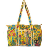 Large Lightweight Quited Fabric Duffel Bag - Yellow Frida Kahlo Print, from Jaipur, India