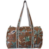 Large Lightweight Quilted Fabric Duffel Bag -  Brown Safari Print, from Jaipur, India