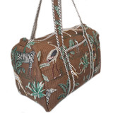 Large Lightweight Quited Fabric Duffle Bag -  Brown Safari Print, from Jaipuri, India
