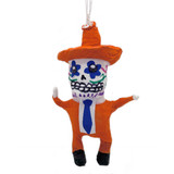 Mini Sugar Skull Piñata - Orange, Handmade Fair Trade from Mexico 