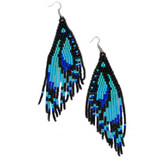 Beaded Turquoise Butterfly Wing Fringe Earrings, Handmade Fair Trade from Guatemala