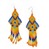 Beaded Maya Fringe Earrings - Sunny Day, Handmade Fair Trade from Guatemala 