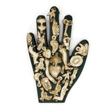 Small Milagro Covered Wood Hand from San Miguel de Allende, Mexico - Dark Green