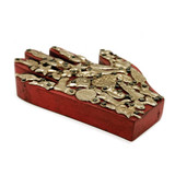 Small Milagro Covered Wood Hand from San Miguel de Allende, Mexico - Dark Red 2