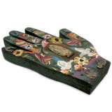 Painted Milagro Wood Hand from San Miguel de Allende, Mexico - Rustic Turquoise