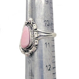 Native American Sterling Silver with Pink Counch Shell Ring - Size 10.5, - by Diné (Navajo) Artist