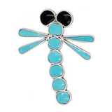 Native America Turquoise andJet Silver Dragonfly Pendant & Pin, by Zuni Artist Emma Edakie