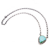 Diné (Navajo) Sterling and Pear-Shaped Turquoise Necklace, by Unknown Diné Artist