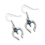 Delicate Diné (Navajo) Sterling Silver Naja Earrings with Turqouise