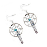 Diné (Navajo) Sterling Silver Dream Catcher Earrings with Turqouise
