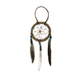 Authentic Diné (Navajo) Handmade 2" Dream Catcher with Blue Beads, Native American