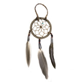 Authentic Diné (Navajo) Handmade 2" Dream Catcher with Brown Beads, Native American