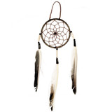 Authentic Diné (Navajo) Handmade 4" Dream Catcher with Brown Beads, Native American