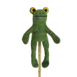 Felt Long-Legged Green Frog Finger Puppet / Ornament, Handmade Fair Trade from Nepal