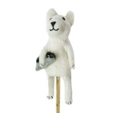 Felt Polar Bear with Fish Finger Puppet / Ornament, Handmade Fair Trade from Nepal