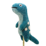 Felt Blue Brontosaurus Finger Puppet / Ornament, Handmade Fair Trade from Nepal