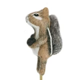 Felt Chipmunk with Acorn Finger Puppet / Ornament, Handmade Fair Trade from Nepal