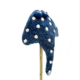 Felt Blue  Stingray Finger with White Spots Puppet / Ornament, Handmade Fair Trade from Nepal
