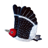 Felt Red Headed Woodpecker Ornament, Handmade Fair Trade from Nepal