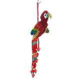 Beaded Red Parrot Ornament, Handmade Fair Trade in Guatemala