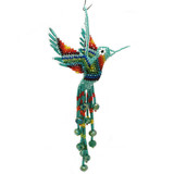 Beaded Hummingbird Ornament - Turquoise, Fair Trade Handmade in Guatemala
