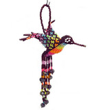 Beaded Hummingbird Ornament - Magenta Brown, Fair Trade Handmade in Guatemala